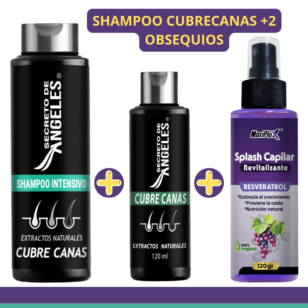 Kit Secreto de Ángeles ®Shampoo Anticanas y Tratamiento activador+ Tonico capilar con resveratrol