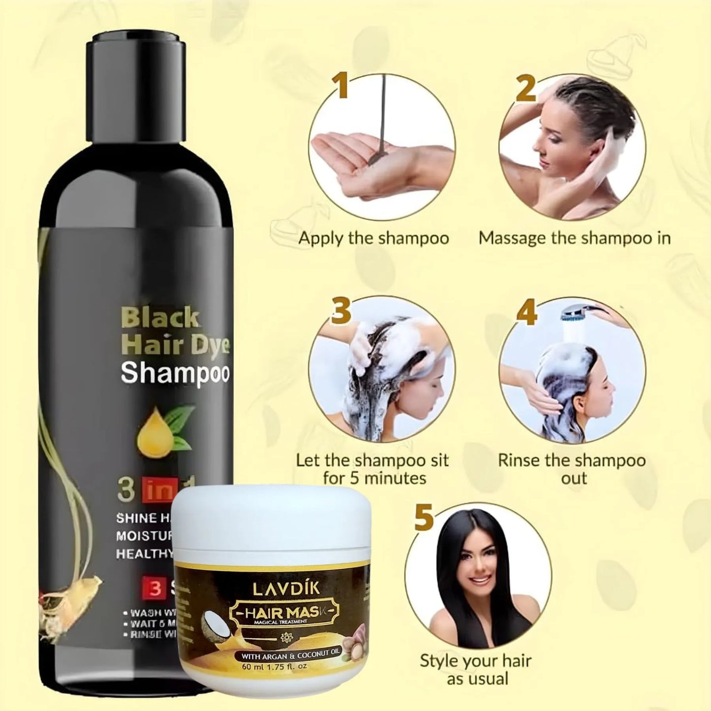 Color, nutrición y limpieza 3-en-1 en un solo paso + mascarilla anti-frizz