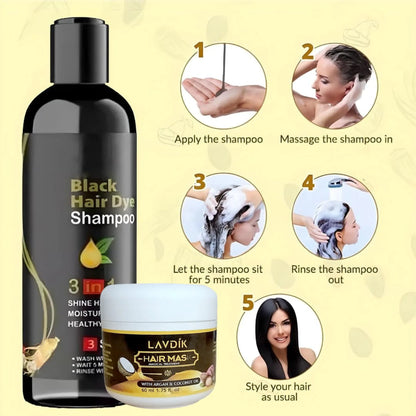 Color, nutrición y limpieza 3-en-1 en un solo paso + mascarilla anti-frizz